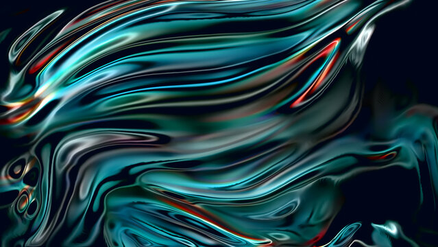 Abstract multi colored liquid chrome silk horizontal ripples background
