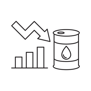 Oil Barrel Price Decrease Chart Outline Icon