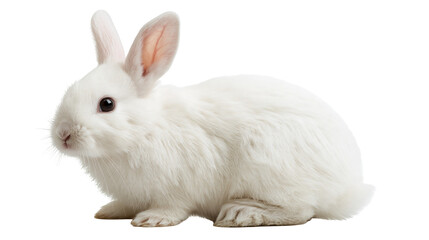 Small fluffy white rabbit sitting in profile view © Emrik