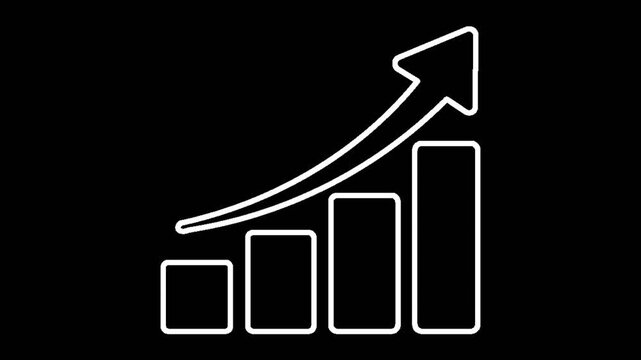 Business growth bar chart path draw animation