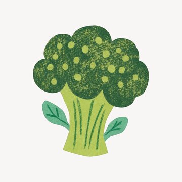Playful broccoli illustration with textured design