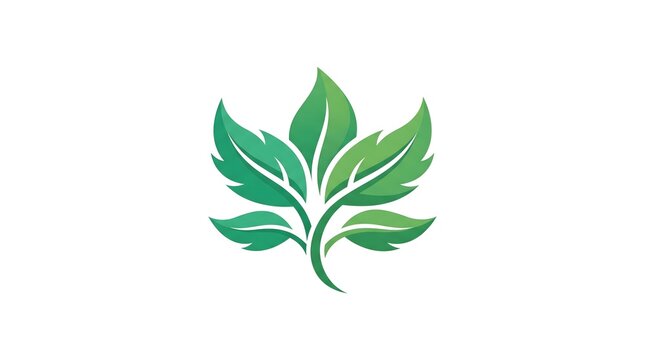 Abstract green leaves logo icon isolated on white background, vector illustration of plant branch symbol for organic, eco-friendly, wellness, and natural product branding.