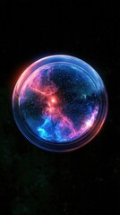 Fototapeta premium Abstract glowing sphere containing nebula and stars in deep space, cosmic energy orb