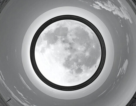 Abstract circular moon and sky photography graphic design element
