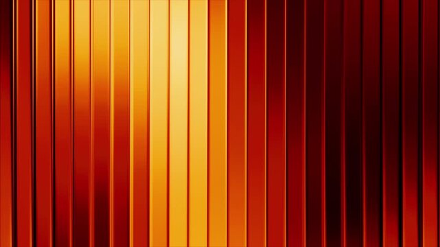 Ribbed glass surface with orange and red gradient lighting, abstract vertical parallel lines texture. 4k