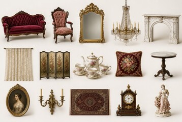 Fototapeta premium Elegant vintage furniture and decor collection