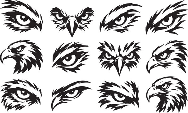 Monochrome Collection of eagle Eye design bundle