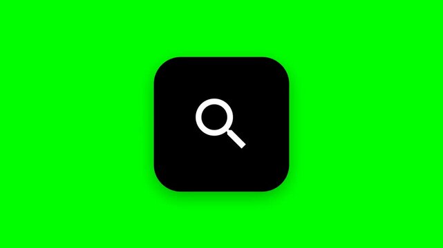 Search icons with magnifying glass symbols on green screen