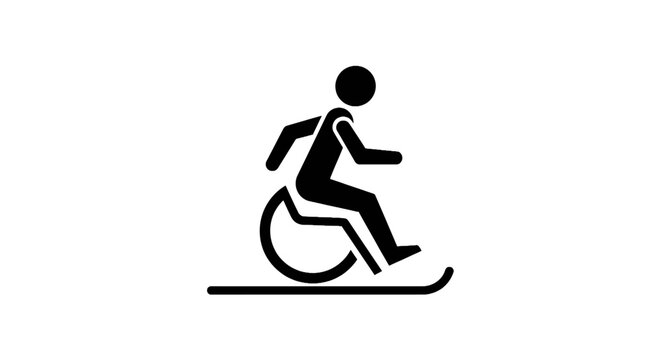 Accessible Winter Sports Icon: Person in Wheelchair Skiing