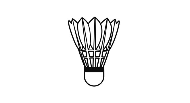 Badminton Shuttlecock Icon Line Art White Background