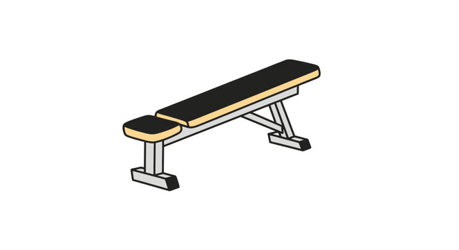 Flat Weight Bench for Fitness and Weightlifting, Gym Equipment Illustration