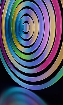 Elongated 3D oval rings in iridescent color