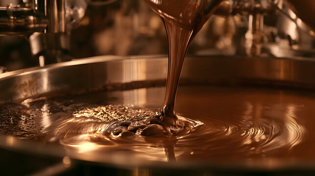 Chocolate Factory Melter Tank Glowing Warm With A Smooth Chocolate Surface