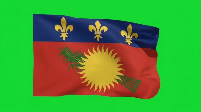Guadeloupe flag waving in wind
