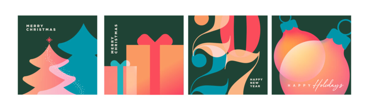 Merry Christmas and Happy New Year 2027. Vector illustrations for holiday greeting card, poster, cover, website and social media banner, marketing material.