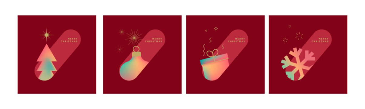 Christmas and New Year. Vector illustrations for holiday greeting card, poster, cover design, website and social media banner, marketing material.