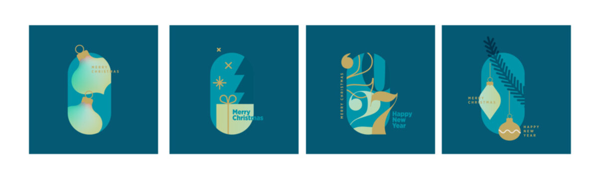 Merry Christmas and Happy New Year 2027. Vector illustrations for holiday greeting card, poster, cover, website and social media banner, marketing material.
