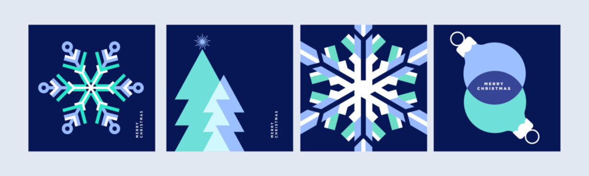 Merry Christmas and Happy New Year. Vector illustrations for holiday greeting card, poster, cover, website and social media banner, marketing material.