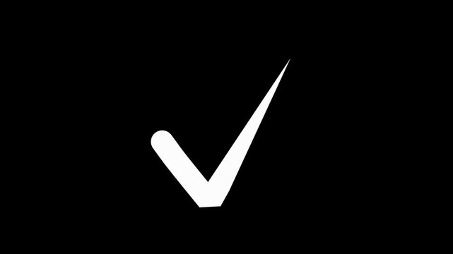 Check mark icon simple symbol for approval confirmation success and correct answer animation