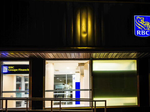 La Banque royale du Canada, RBC, durant la nuit