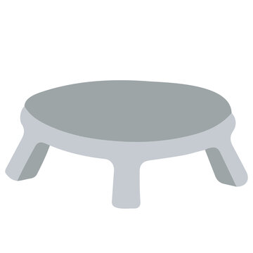 Small low wooden stool short table home furniture interior vector illustration