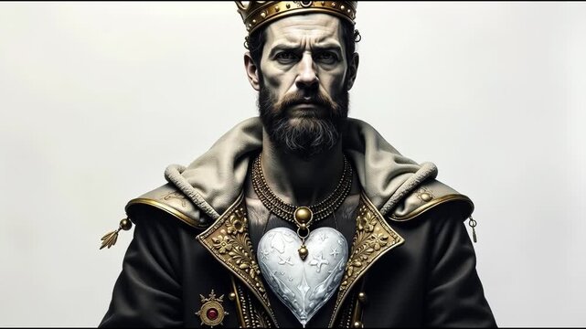 A person wearing a crown, suitable for regal or noble themes