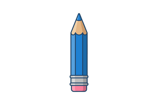 Blue Pencil Flat Vector Illustration