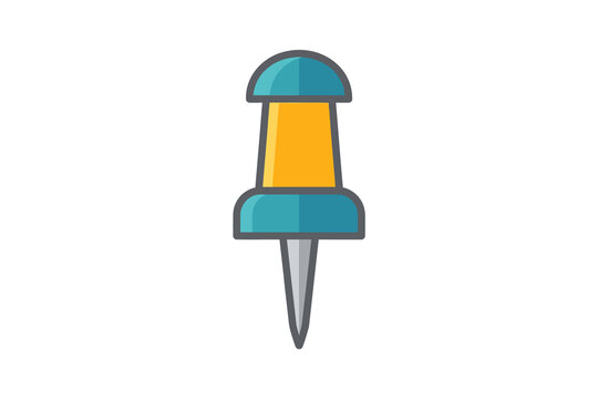Push Pin Flat Vector Illustration