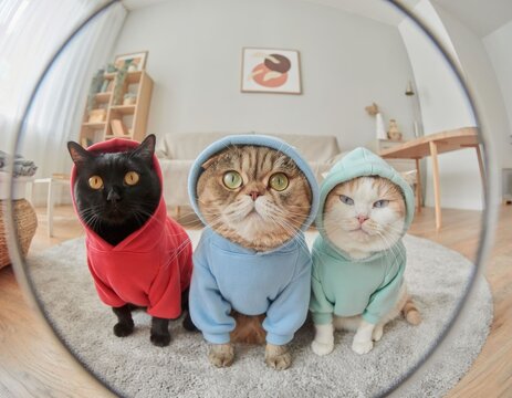 Cats wearing hoodies