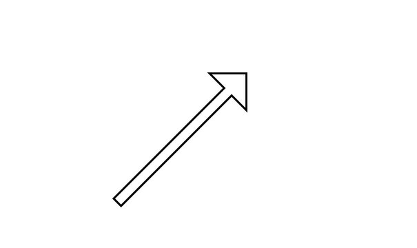 Black line arrow pointing up right diagonal outline transparent png icon element