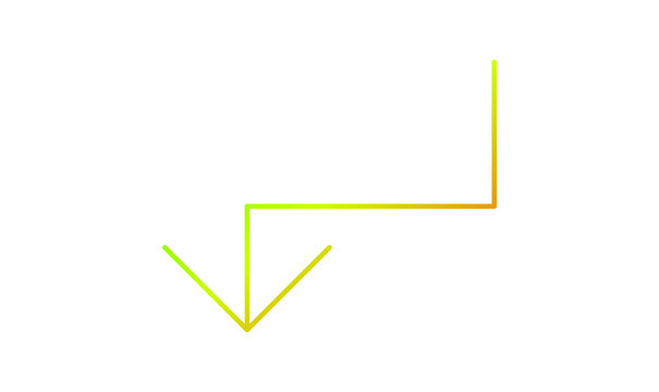 Yellow green gradient right angle line arrow pointing down transparent png icon element