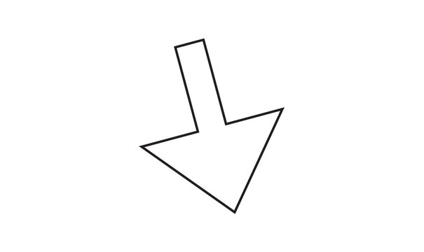 Black line arrow pointing down right outline transparent png icon element