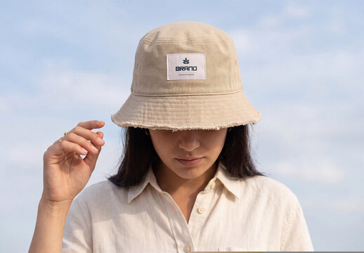 Bucket Hat Mockup with Model
