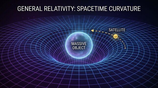 General relativity diagram showing a massive object deforming