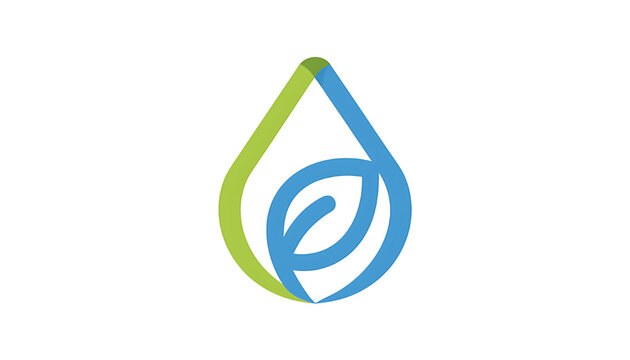 Stylized Water Droplet and Leaf Vector Icon representing Ecology, Nature, and Sustainability, isolated on a clean white background for environmental branding.