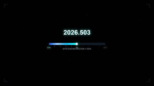 Digital system migration progress bar loading animation with futuristic data counter data transfer digital transformation