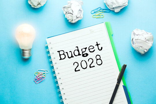 Budget  2028 text on paper