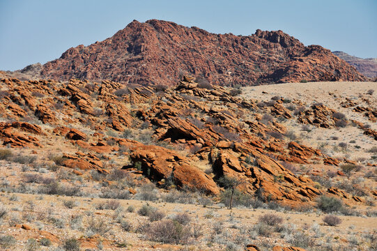 African landscape, desert and mountains.