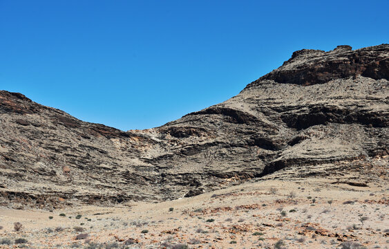 African landscape, desert and mountains.