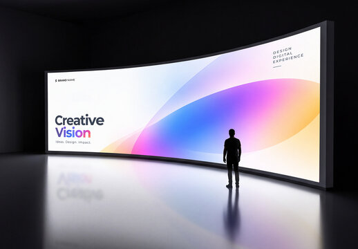 Curved Digital Billboard Display Mockup