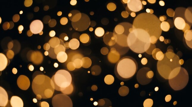 Sparkling golden bokeh light orbs texture background for holiday card design