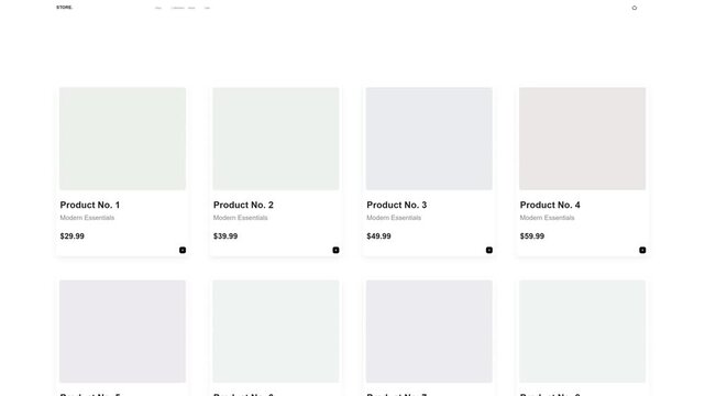 Minimalist ecommerce website interface featuring clean product grid layout for modern online shopping experience