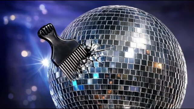 A comb sits on top of a mirror ball