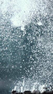 hydrogen peroxide interactions with contaminated water containing bacteria, destroying the microbes by entering into a chemical reaction and releasing oxygen bubbles in macro 