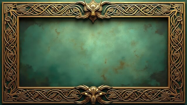 Celtic zoomorphic border frame animal knotwork engraving detailed ancient, mythological design artistic beautiful trendy elegant traditional