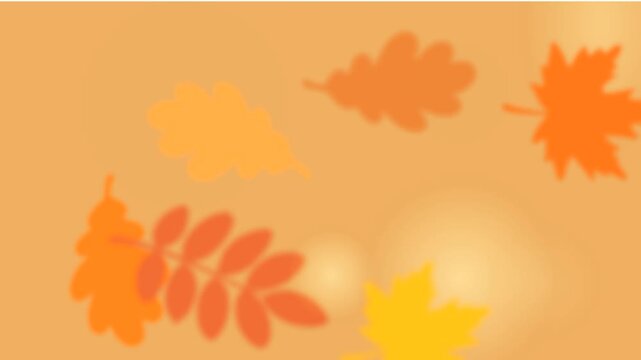 Falling autumn leaves on blurred bokeh background video, seasonal fall motion graphic. Abstract fall background video with falling blurred autumn leaves