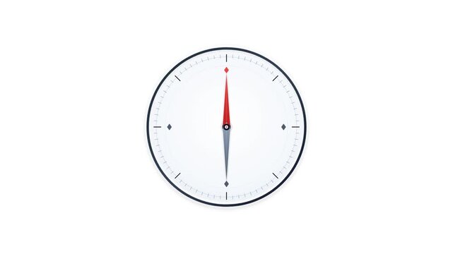 A simple white clock face with red and blue hands pointing to six o'clock, representing time and precision