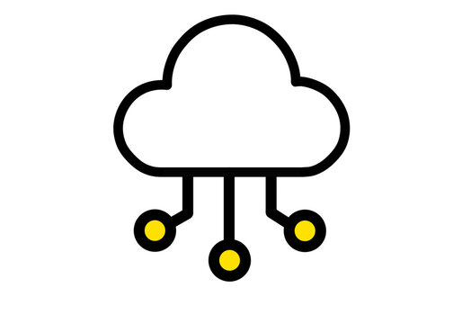 Cloud computing icon with yellow network nodes