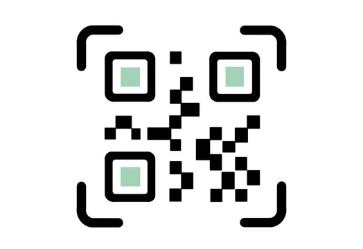 QR code icon with green squares inside a scan frame