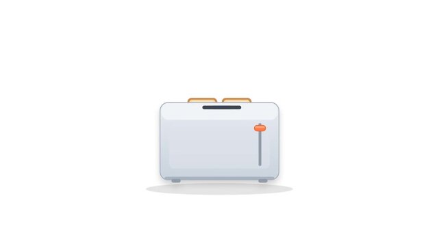 A pristine white toaster with two slots and a lever, ready to toast bread, isolated on a clean white background, showcasing its simple appliance design